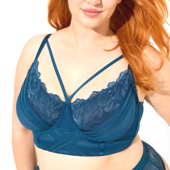 ❤️NWT VINTAGE TORRID BRALETTE - BACK CLOSURE MESH  BRA - STRAPPY LONGLINE - Picture 1 of 9
